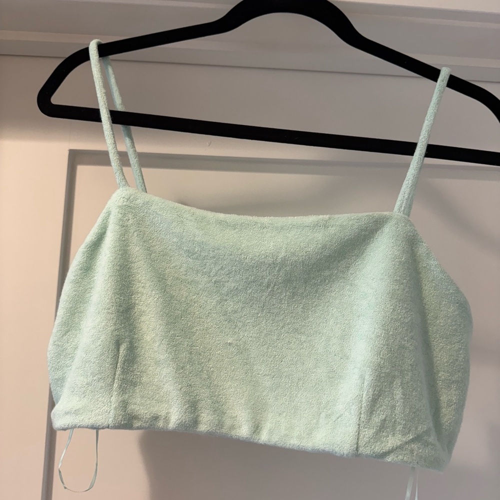 7 For All Mankind Green Fitted Crop Camisole